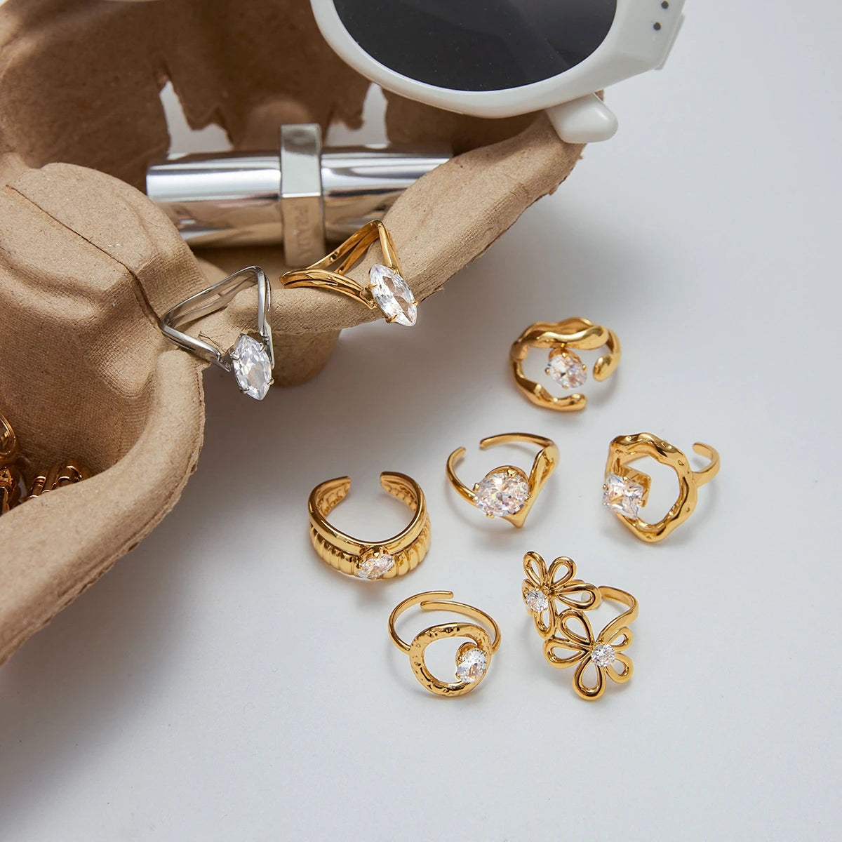 Bague Géométrique Zircon