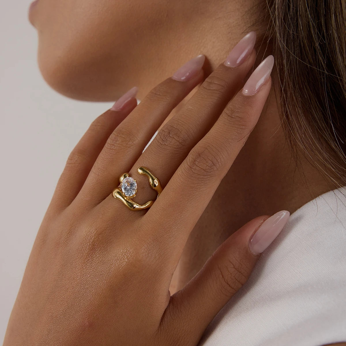 Bague Géométrique Zircon