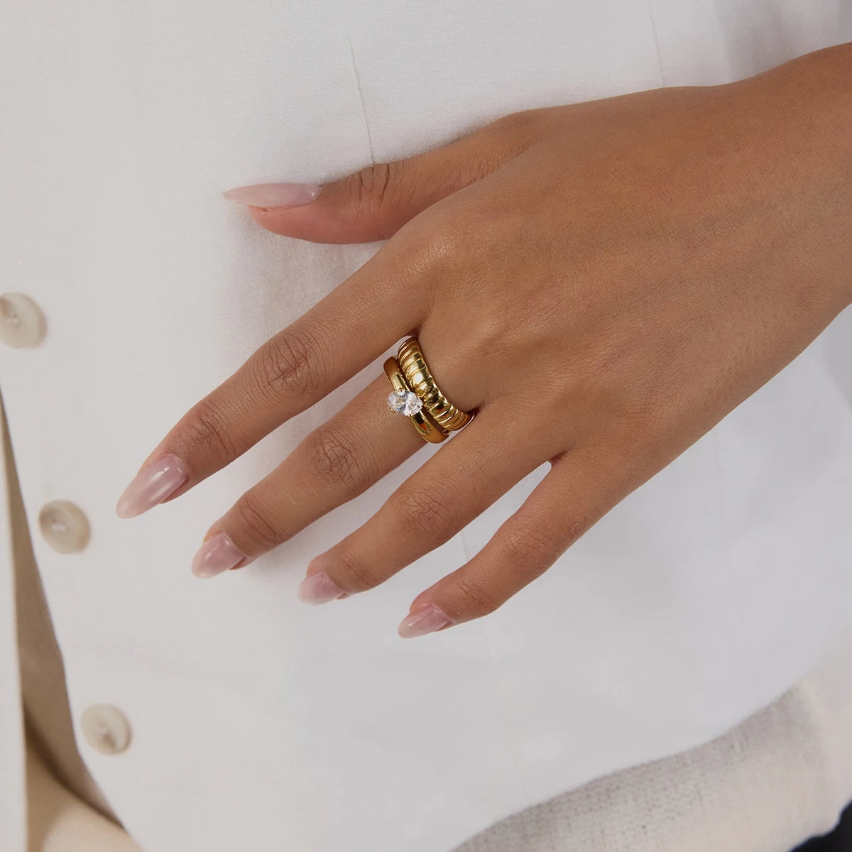 Bague Géométrique Zircon